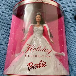 Barbie Holiday Celebration Doll in Silver and Red Gown 2001